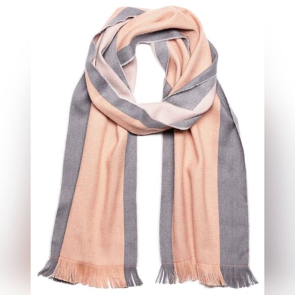 Shupaca Alpaca Wool Blend Scarf Reversible Dusty Coral Gray - Picture 1 of 10